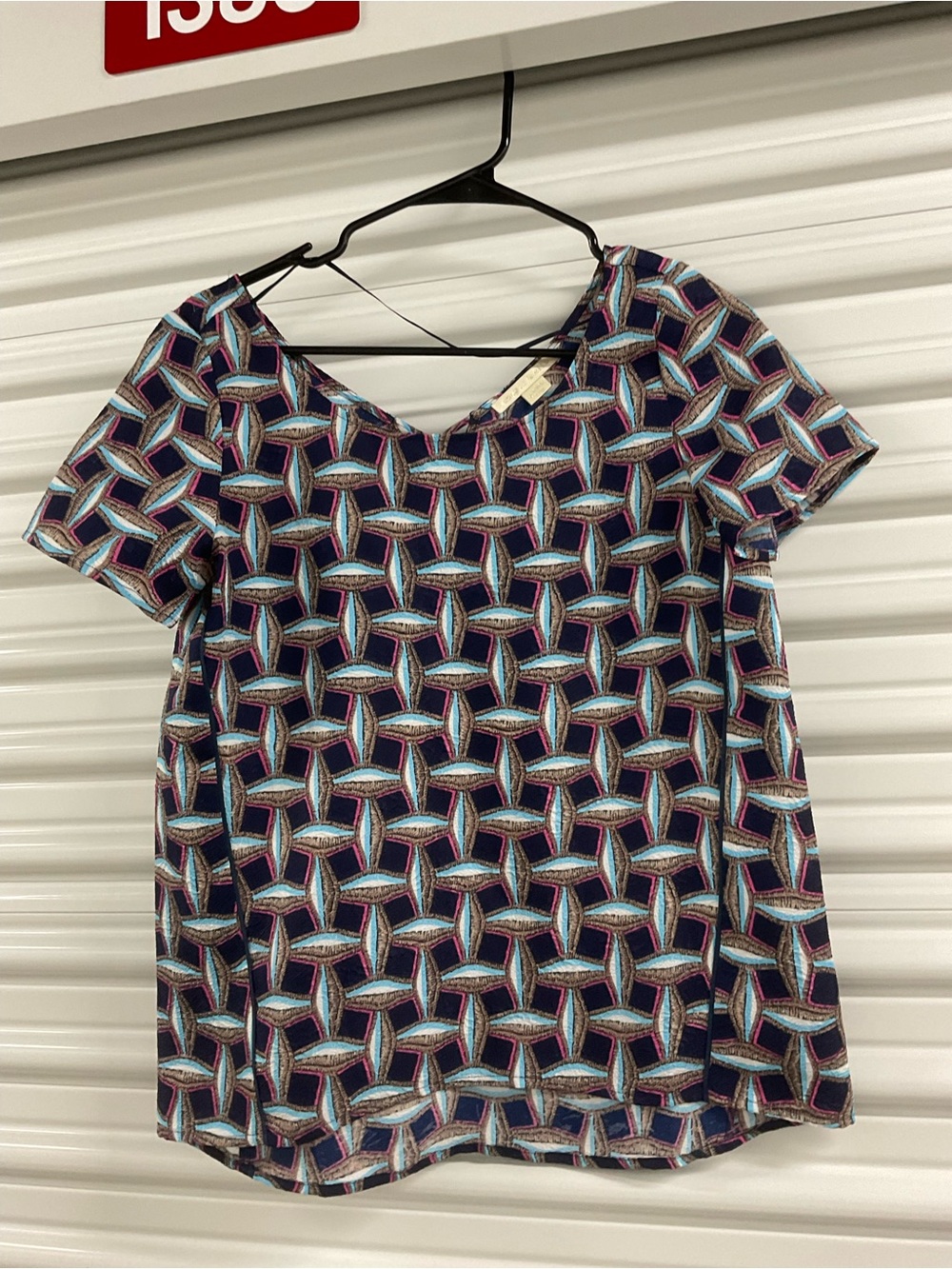 cooper & ella Navy Geometric Short Sleeve Top